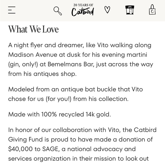 Catbird x Vito’s Gems Evening Wanderer Bat Charm! 🦇 New w/ Box, Halloween Perf! - Picture 6 of 8